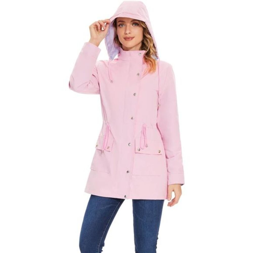 Rain Coats for Women Waterproof Rain Jacket Lightweight Windbreaker - Picture 4 of 7